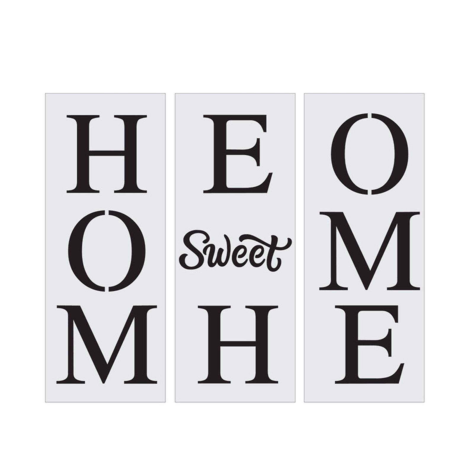 3 Pcs Hollow-out PET Template Welcome Home Theme Design Graffiti Stencils Set