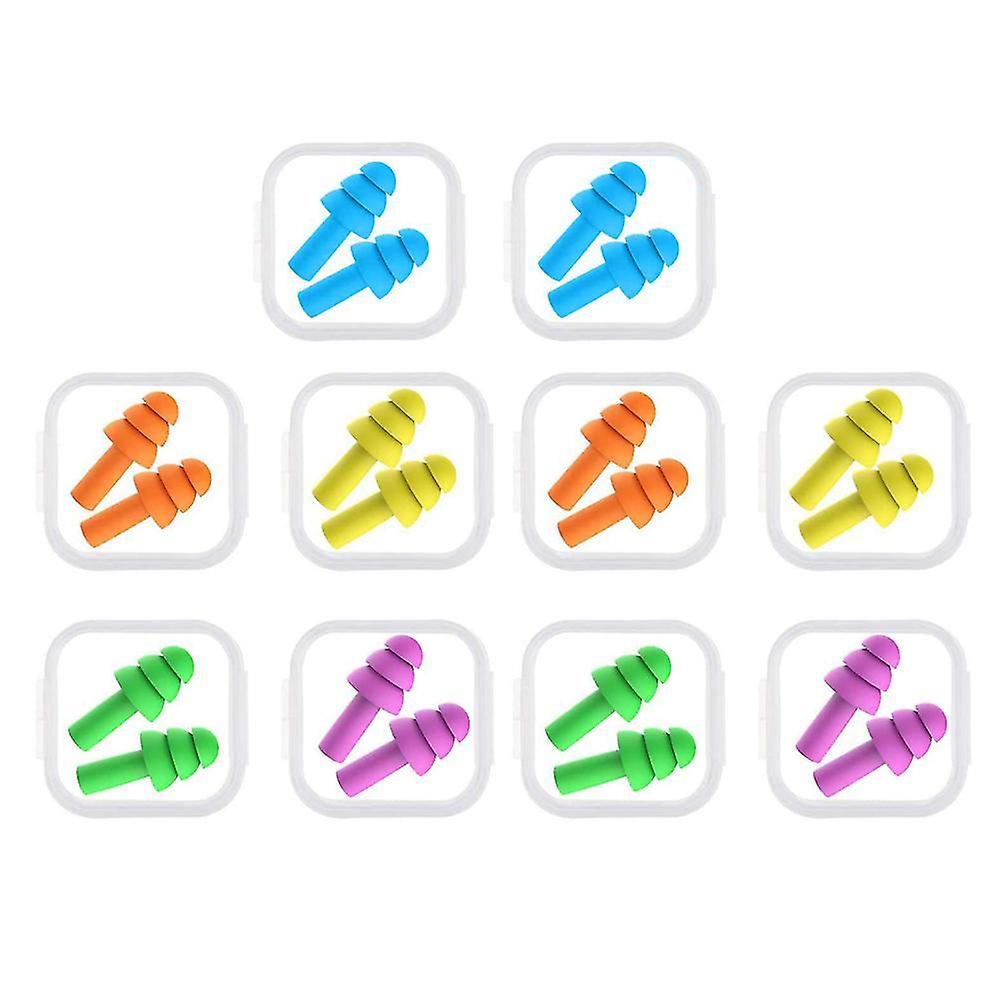 5 Pairs Swimming Earplugs Silicone Noise Cancelling Ear Plugs Reusable Waterproof Earplugs With Case