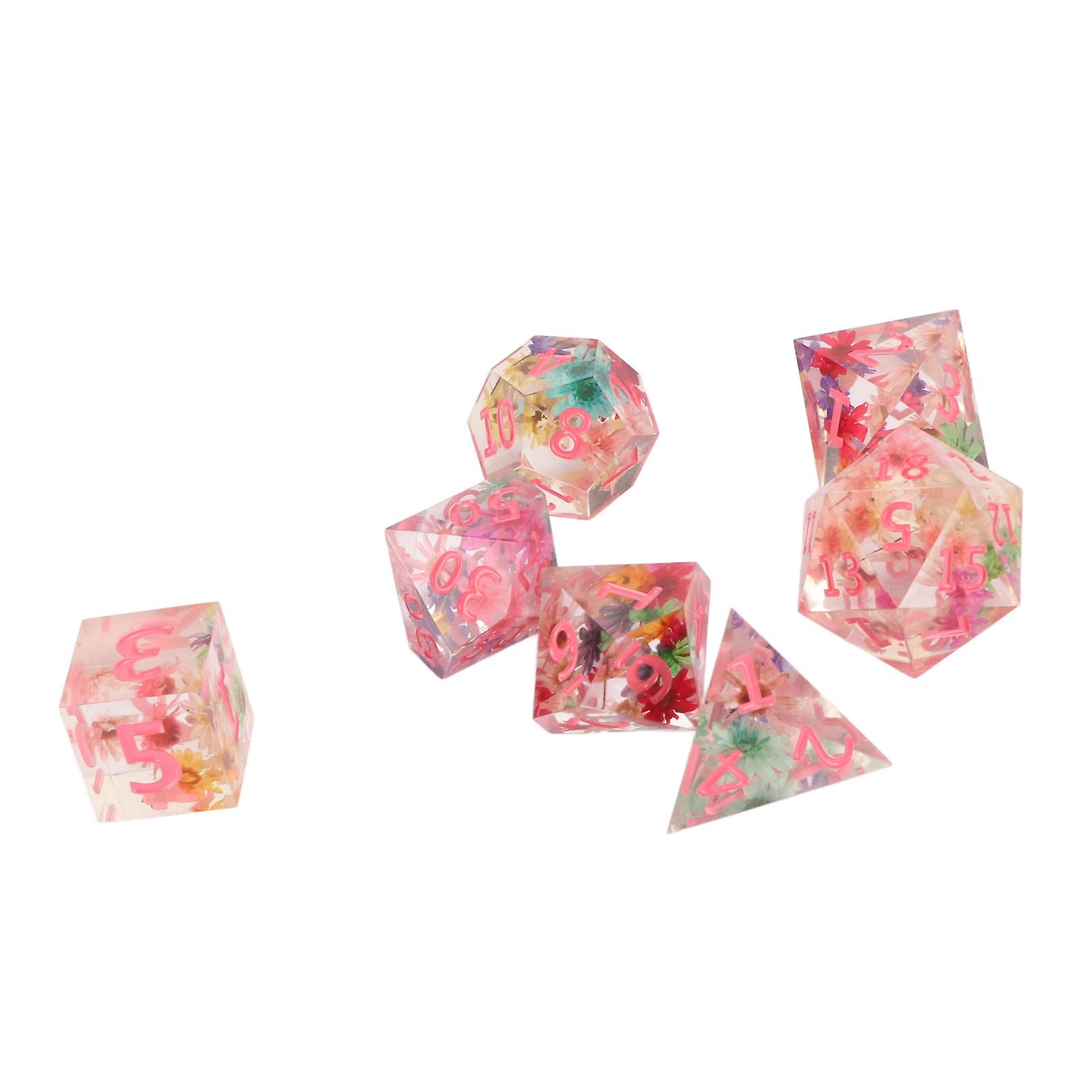 7Pcs Multi-Sided Transparent Resin Dice Set for Party Games