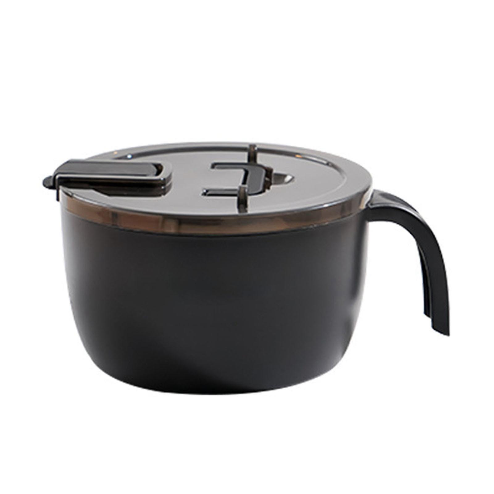 Stainless Steel Instant Noodle Bowlwith Lid Large Capacity Instant Ramen Bowl with Lid Tableware for Students Black