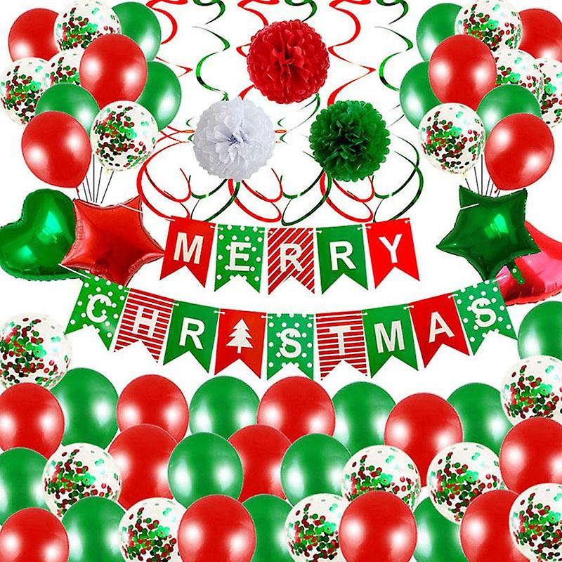 Christmas Balloon Garland Set with Merry Christmas Flag for Christmas Party Decoration
