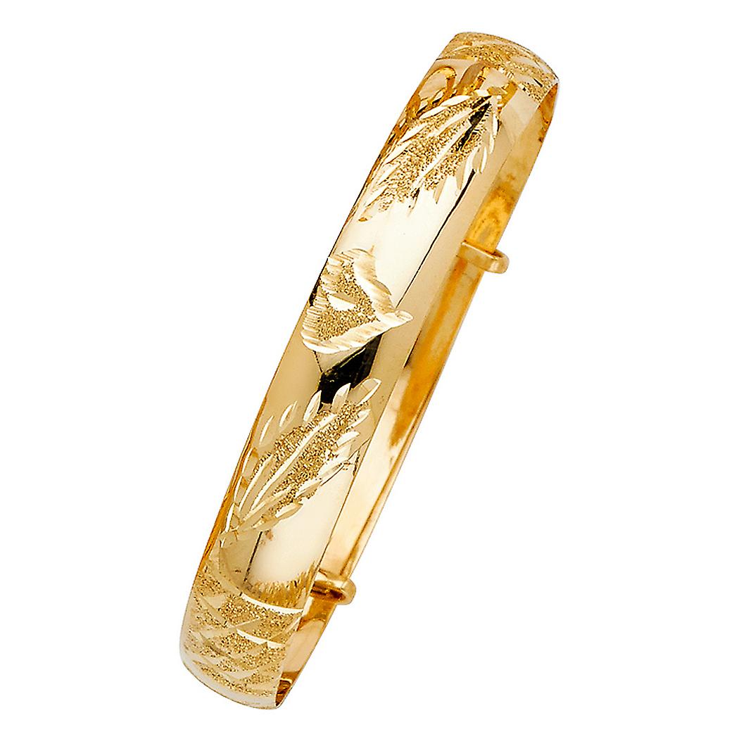 14Kイエローゴールド調節可能なバングルブレスレットカフブレスレット女性用ブレスレット - 4.6グラム