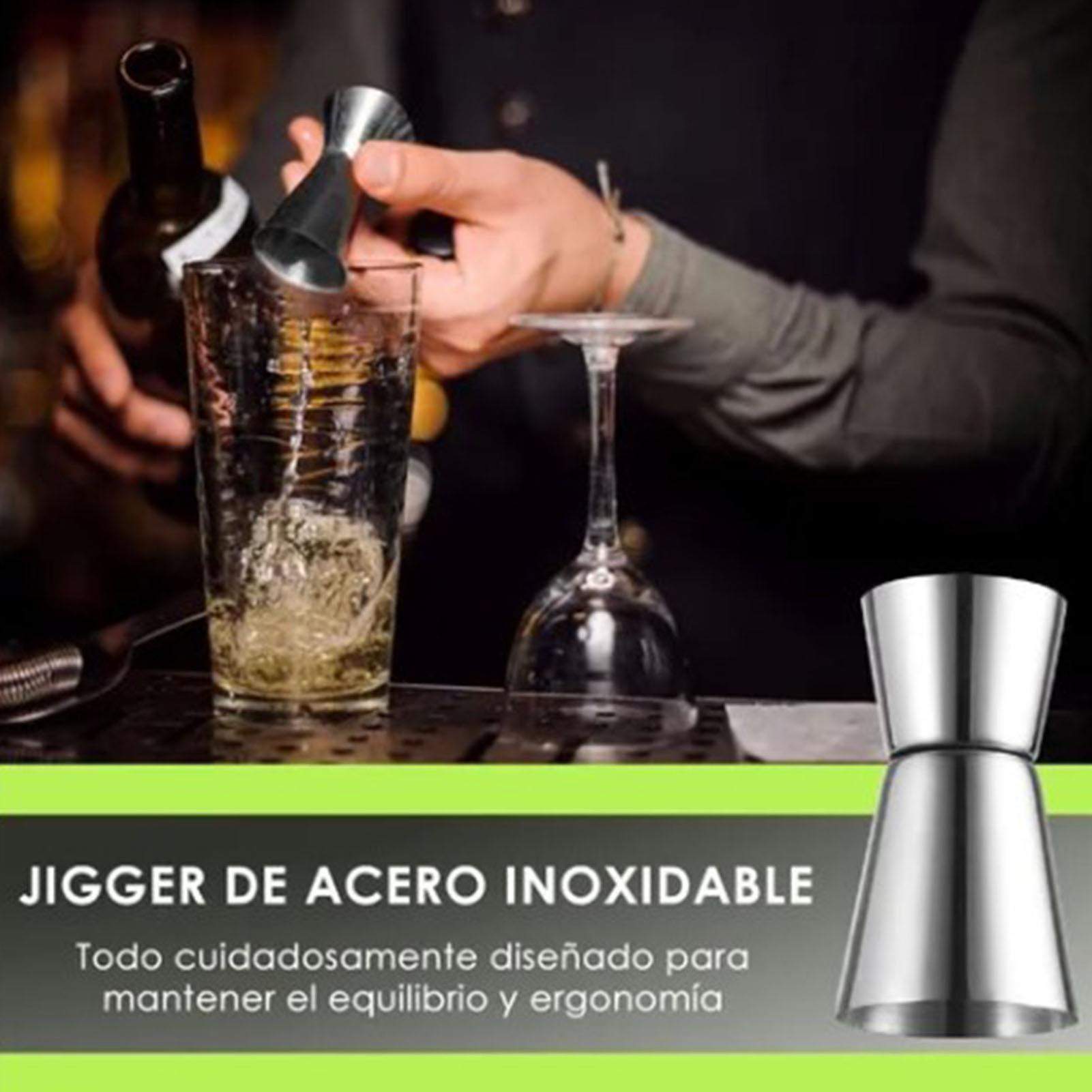 Cocktail Mixing Spoon Muddler and 15ml 30ml Jigger Stainless Steel Bar Tool Set for Home