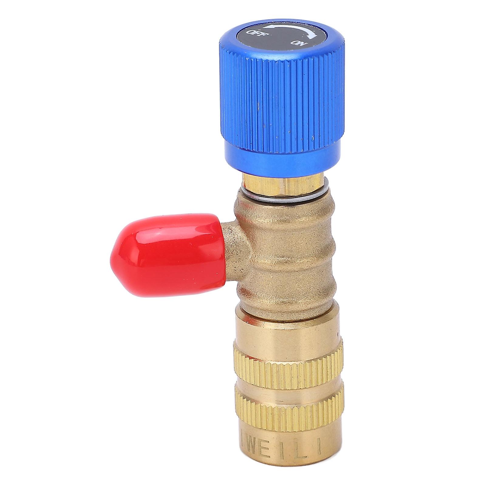 Flow Control Valve 1/4" Thread Safety Adapter Refrigerant Charge Valve Brass for R22 R410 R134a R404