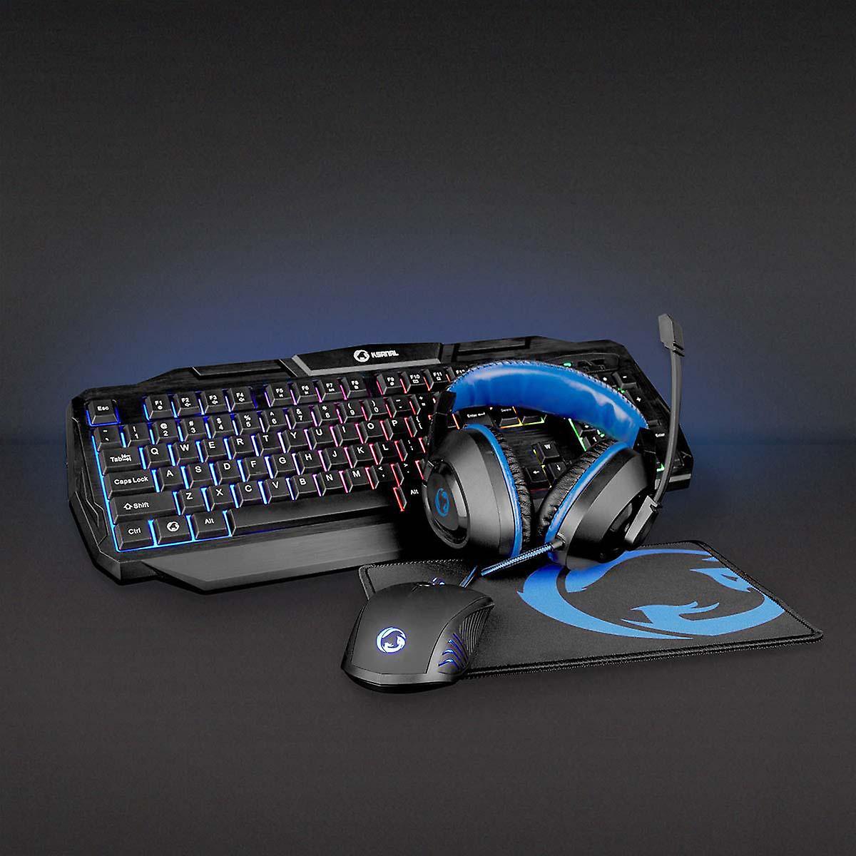 Gaming Combo Kit | 4-in-1 | Keyboard, Headset, Mouse & Mouse Pad | Blue / Black | QWERTY | IT Layout