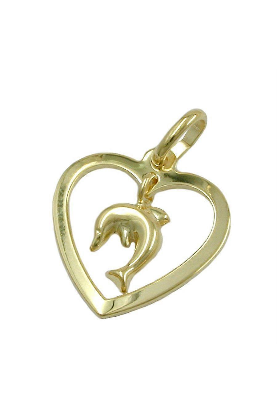 Pendant Heart With Dolphin 9k Gold - Gl430230