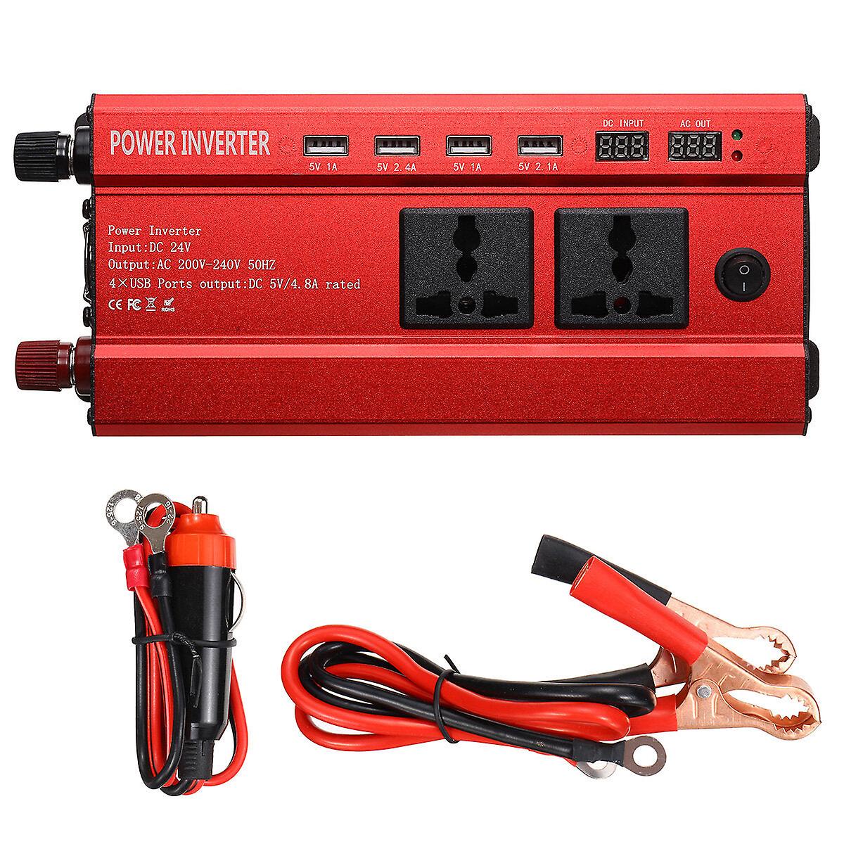 3000W 12/24v Dc To 110/220v Ac Car Inverter Modified Sine Wave Converter 4 Usb Output Led Display Universal Plug