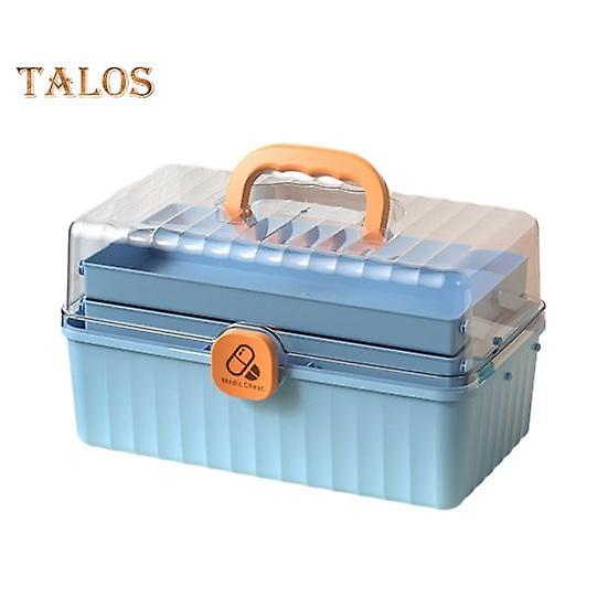 Large Capacity Pill Storage Box with Handle Three Layer Transparent Lid Design Dustproof Sealed Storage Case Tablet Pill