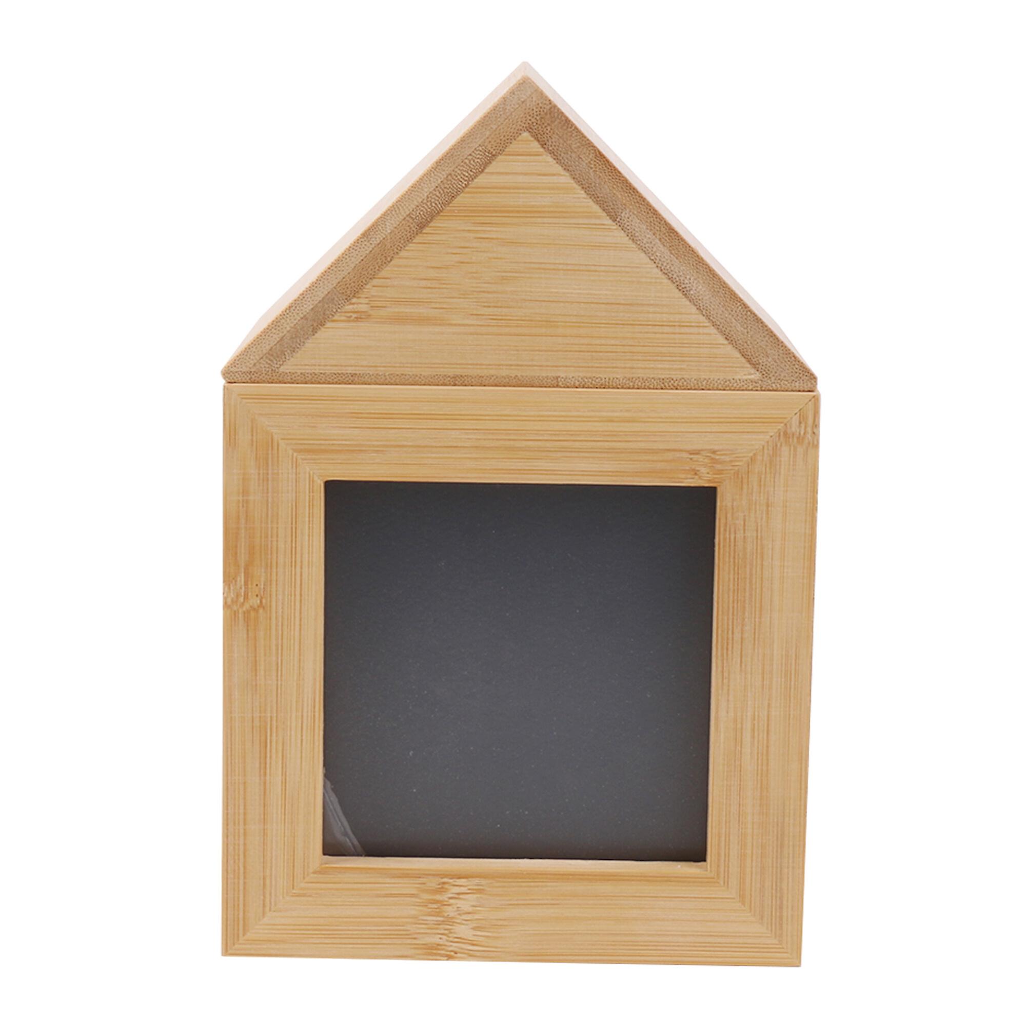 Natural Wooden Color Pet Urn Box w/ Photo Frame 4.72Inch x 4.72Inch x 7.17Inch