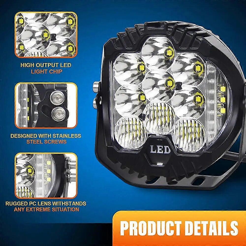 LED Three Side Luminous Work Light 7 Inch Side White Light (1 Piece)