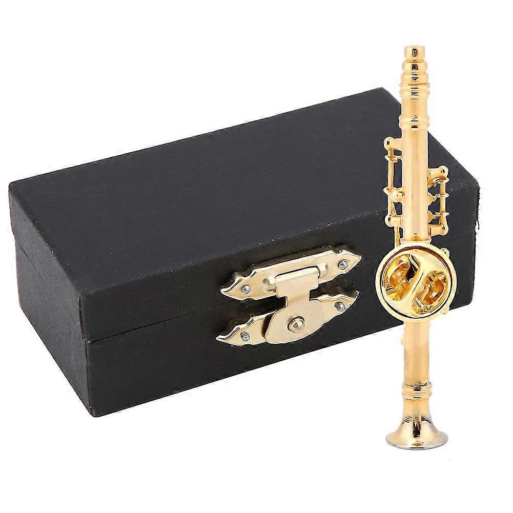 Broszka do instrumentu muzycznego - pozłacany klarnet z pudełkiem upominkowym