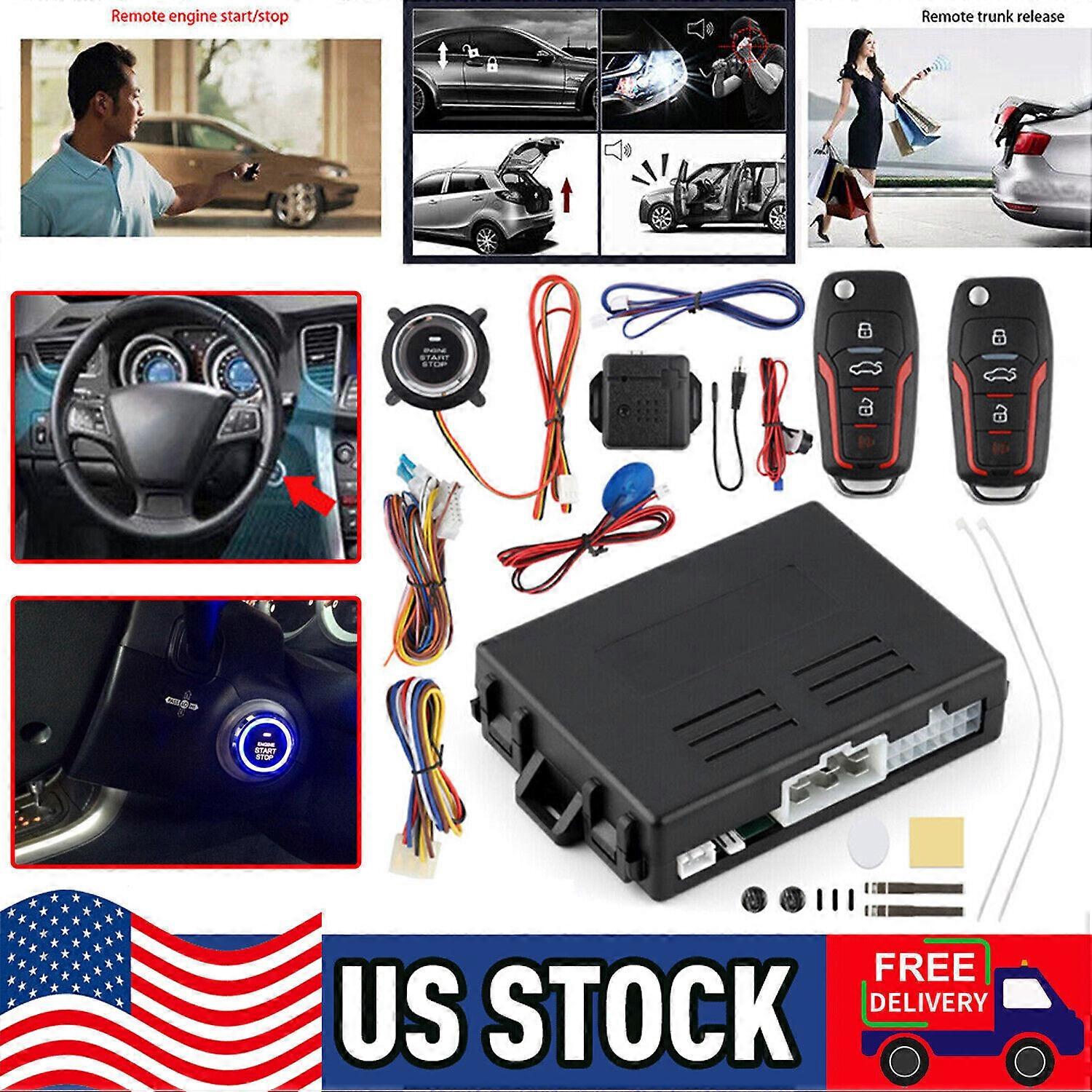 12V Car Alarm System keyless Entry Start Engine Starter Stop Push Button System NO.9635