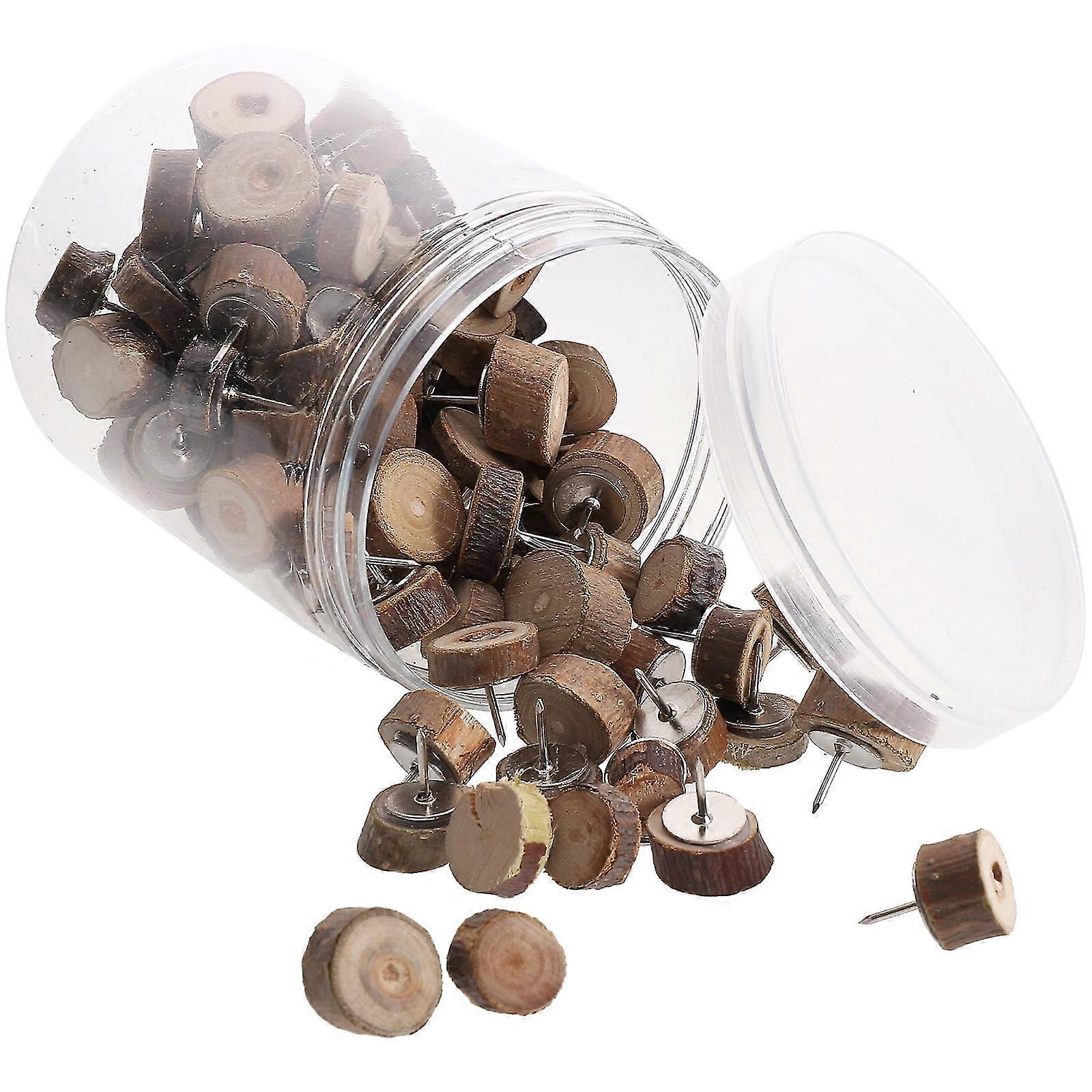 100pcs Decorative Push Pin Replaceable Photo Wall Pushpins Wooden Thumbtacks Accessory