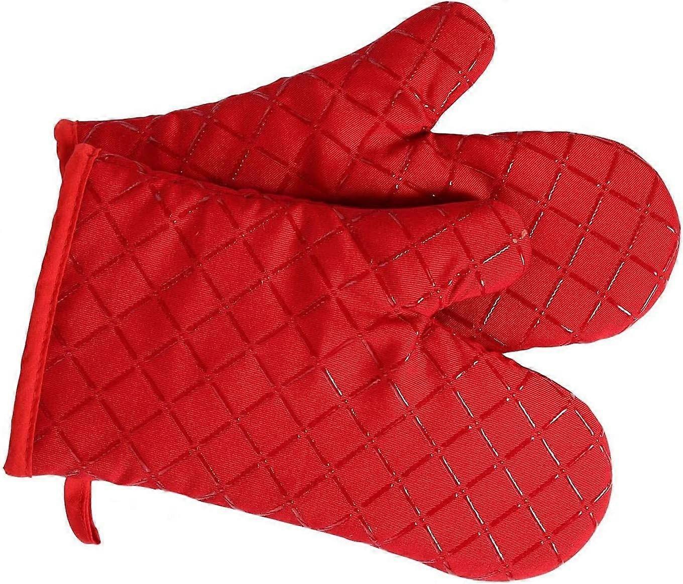 Oven gloves, heat resistant gloves, red, 1 pair