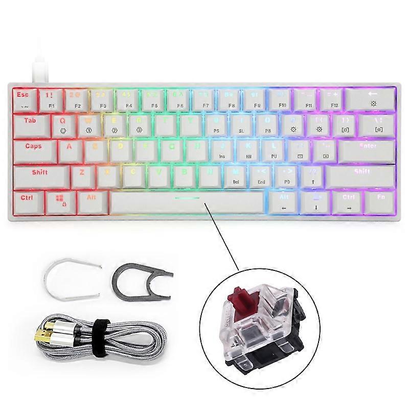 RGB Backlit Mini Keyboard 61Key Hot Swap Programmable 3Pin Swith Keyboard for PC