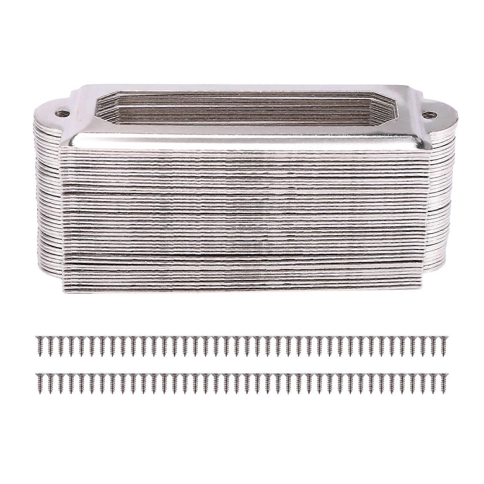 40 set Office Library File Drawer Cabinet Card Tag Label houder metalen frame (zilverkleurig)