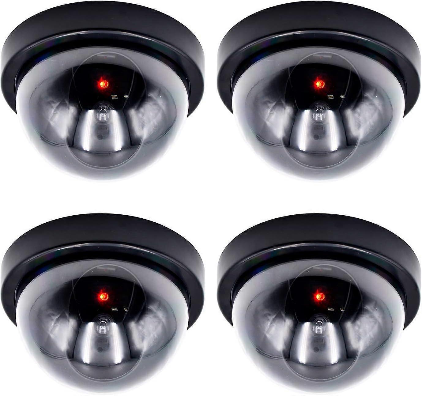 Fake Security Camera Simulation Dummy Hemisphere Dome Camera Wireless Surveillance System Realistic Look Indoor Waterproof with Flashing Red LED Light