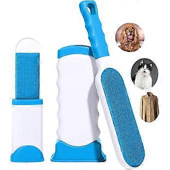 Pet Hair Remover Brush, Lint Børster Dobbeltsidig Pels Lo Fjerning Børste Med Selvrensende Base For Fjern Katt Og Hund Pels, Lo