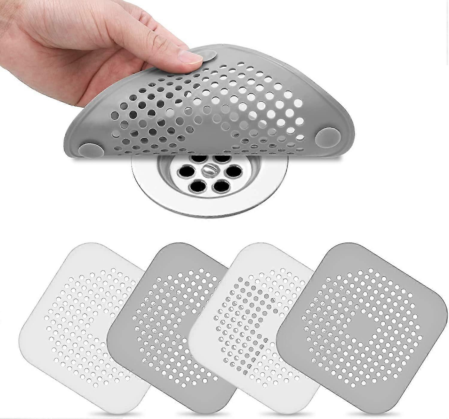 4pcs silicone drain strainers, shower drain cover with suckers