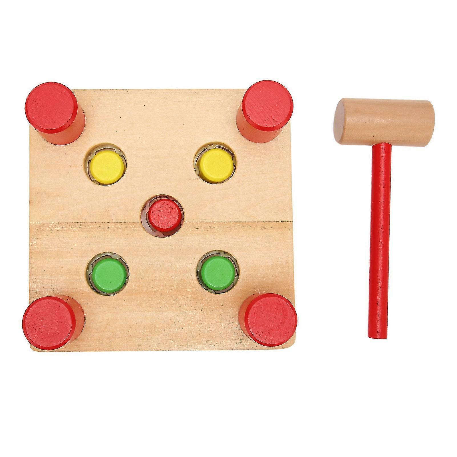 Safe and Durable Wooden Pounding Bench Toy for Kids - Interactive Smoothing Hammering Toy with Mallet