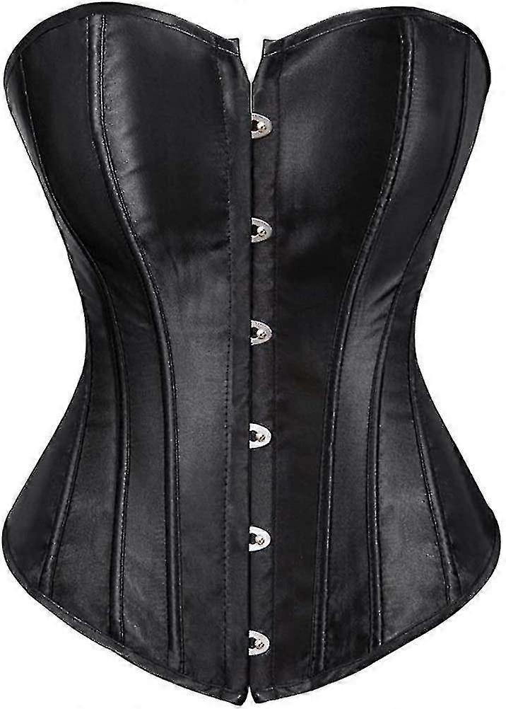 Kelvry Women's Plus Size Gothic Lingerie Satin Lace up Boned Overbust Corsets Shapewear Outfit xi
