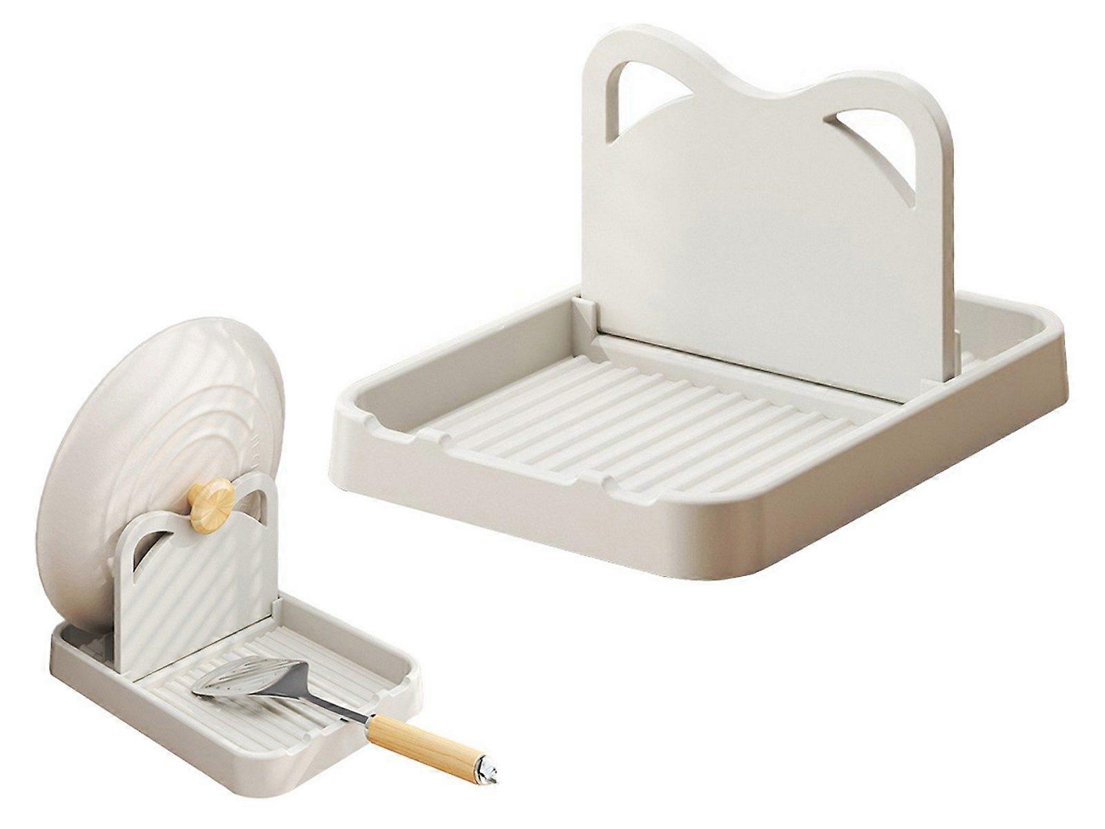 1Pc Spoon Rest with Pot Lid Holder Foldable Pot Lid Rack Kitchen Storage Rack