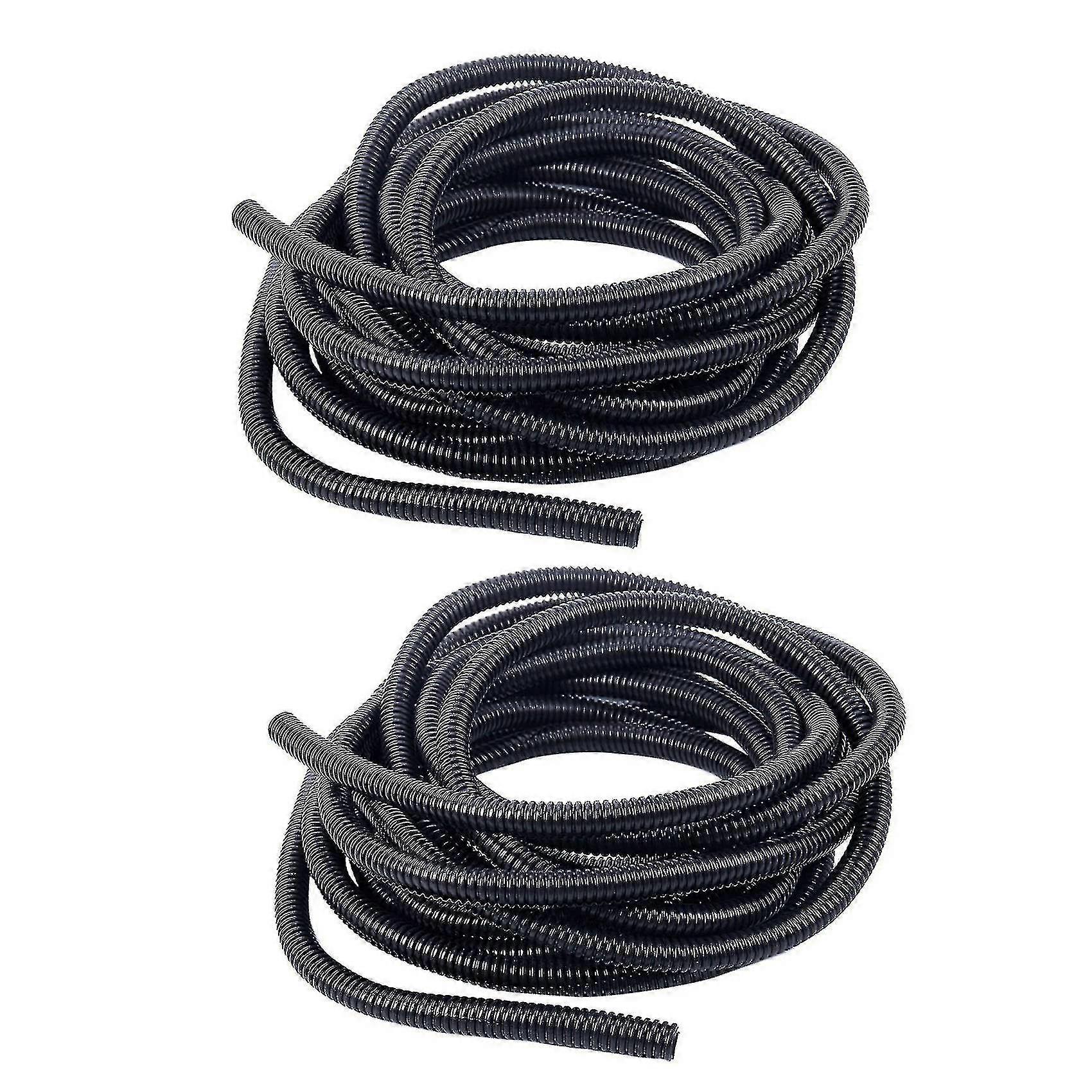 2x 20 Ft Split Wire Loom Conduit Polyethylene Tubing Black 10mm