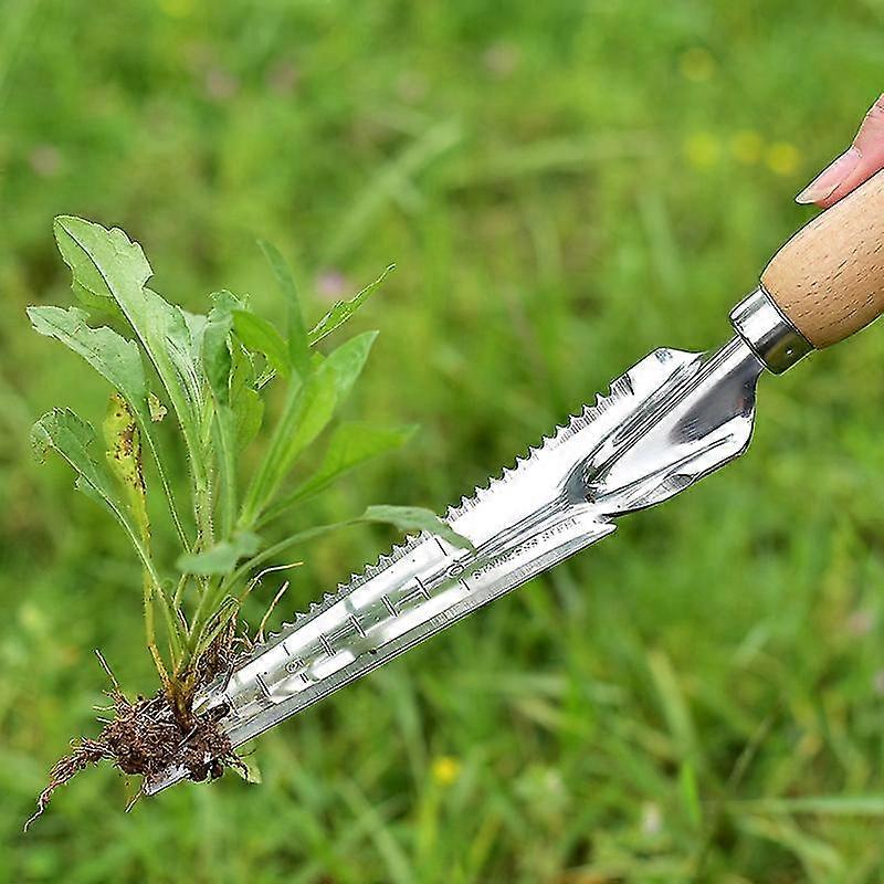 Manual Weed Digger Weed Digger Stainless Steel With Wooden Handle Weed Digger 33cm Garden Mowing Tool For Digging Grass