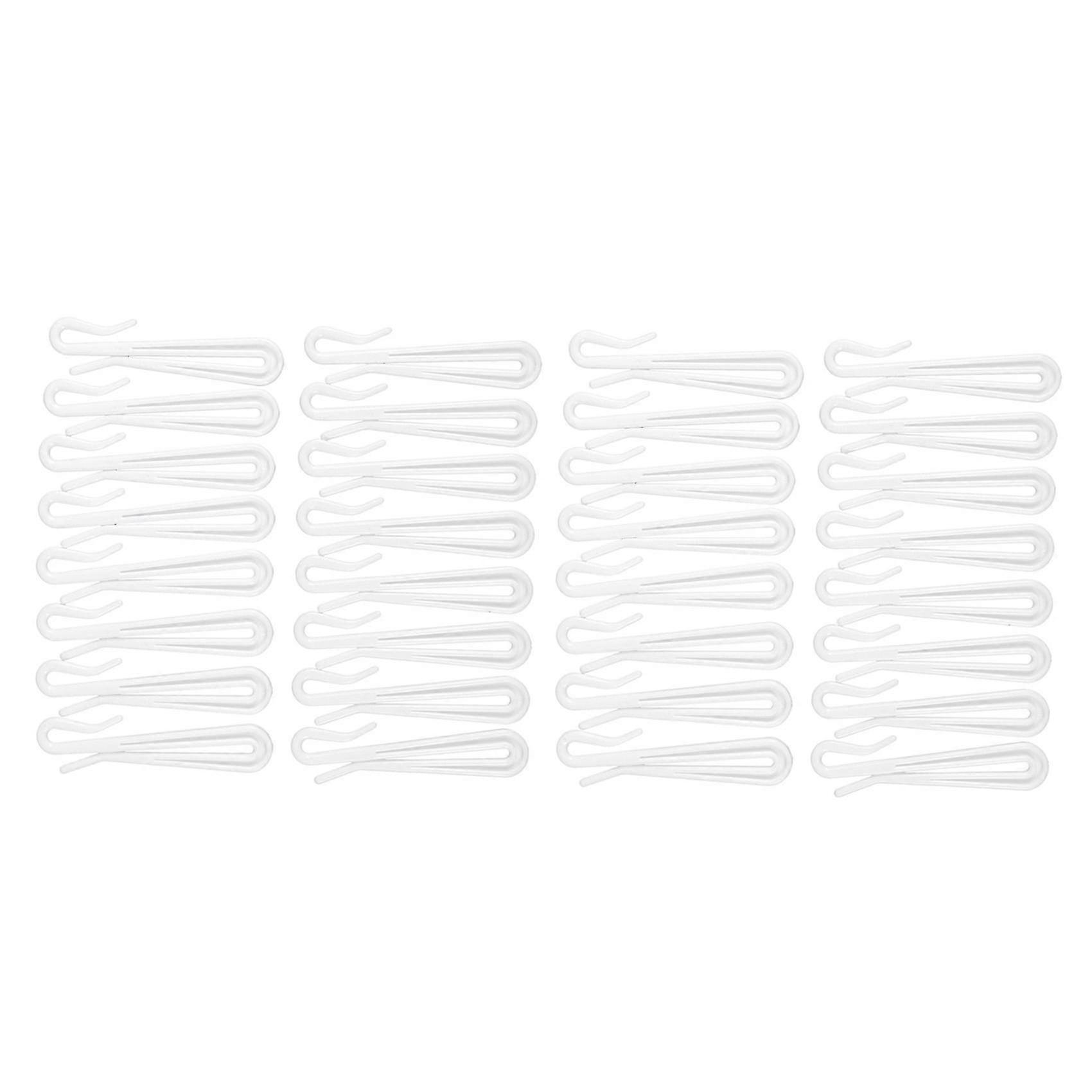 Plastic Window Curtain Hooks 16 Pcs White