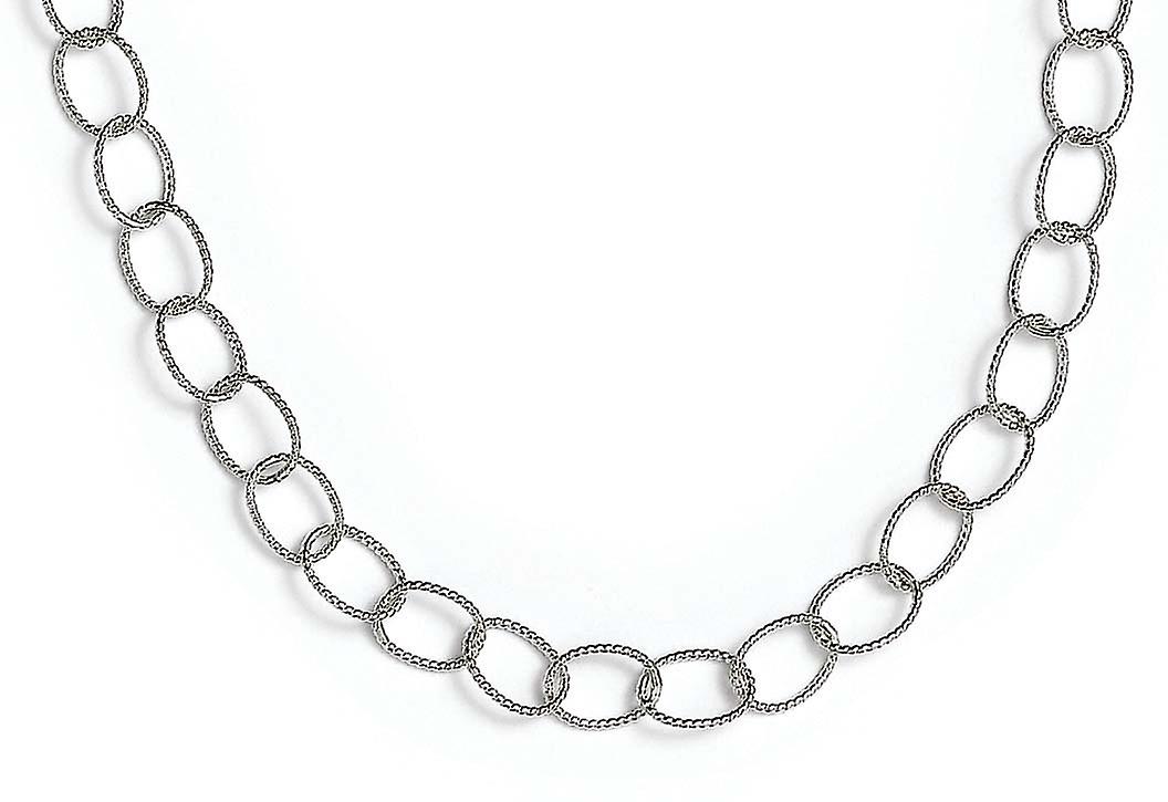 925スターリングシルバースモールツイストオーバルリンク7.5インチブレスレットリンク-女性用ブレスレット