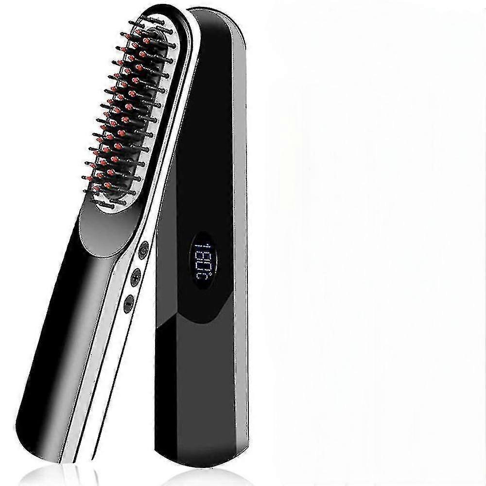Wireless Men Quick Beard Straightener Hair Style Comb Lcd Multifunctional Cordless Usb Charging Straightening Brush