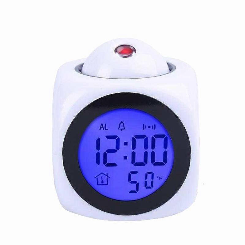 LED Projection Alarm Clock Digital LCD Display Voice Talking Weather Snooze USB