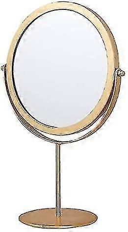 Table Mirror, Metal Rotating Mirror, Free-standing, Adjustable, 19 Cm, Round Gold-colored