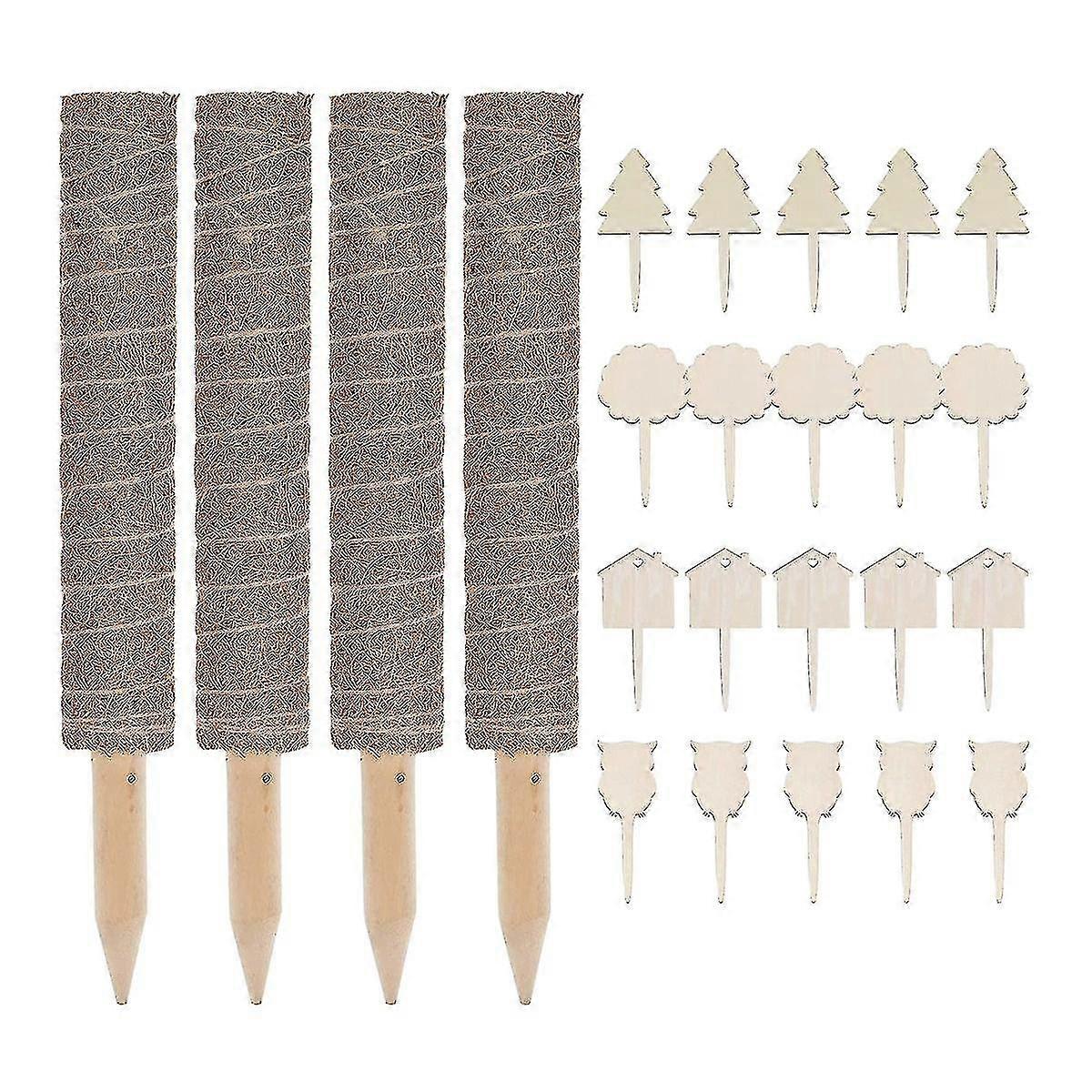 4pack Moss Poles With Plant Labels, Compatible With Climbing Plants Totem Pole