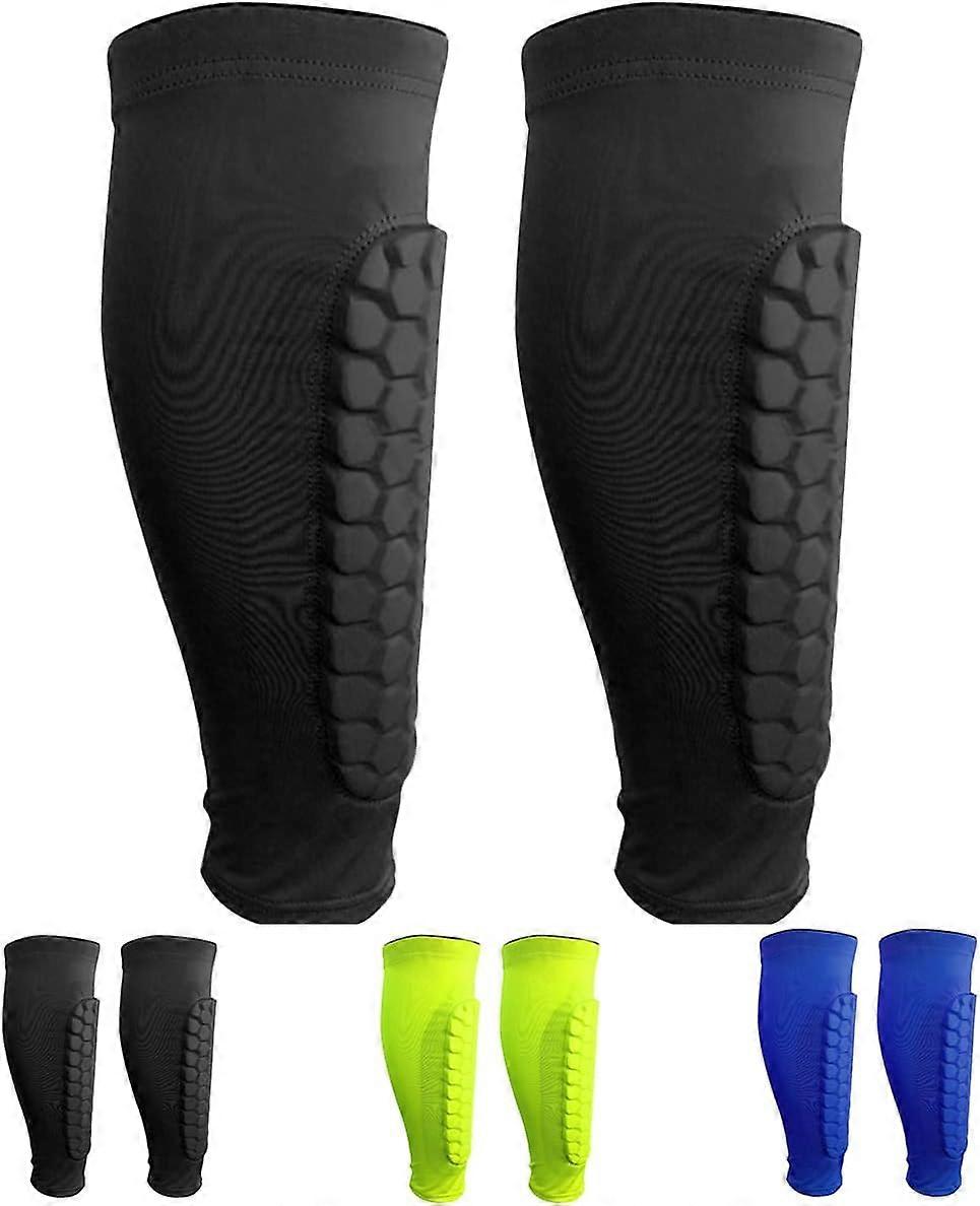 1 Pair Soccer Shin Guards(BlackL), Calf Protection Sleeve Professional Anti-shock Shin Guards for Men, Women and Youth