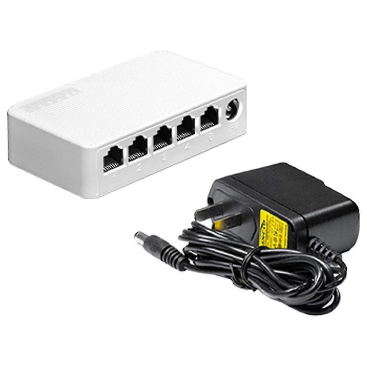 5 Port 100mbps Ethernet Switch Mini Switch Portable Rj45 Hub Ethernet Splitter With Power Cable Us Plug