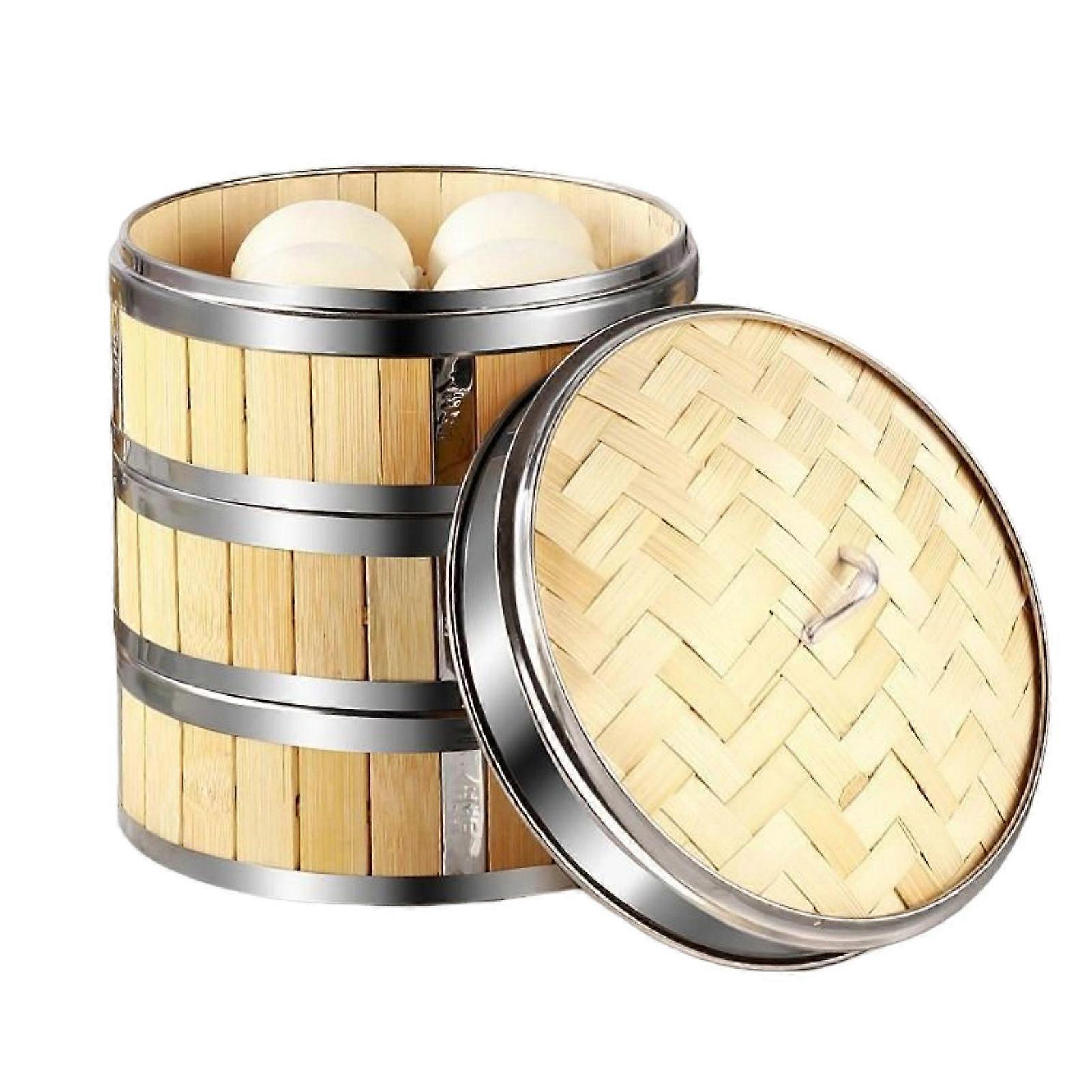 Handmade Bamboo Steam Basket Dumpling Steamer Food Grade BPA Free Eco-friendly Buns Dumpling Bamboo Steamer with Lid