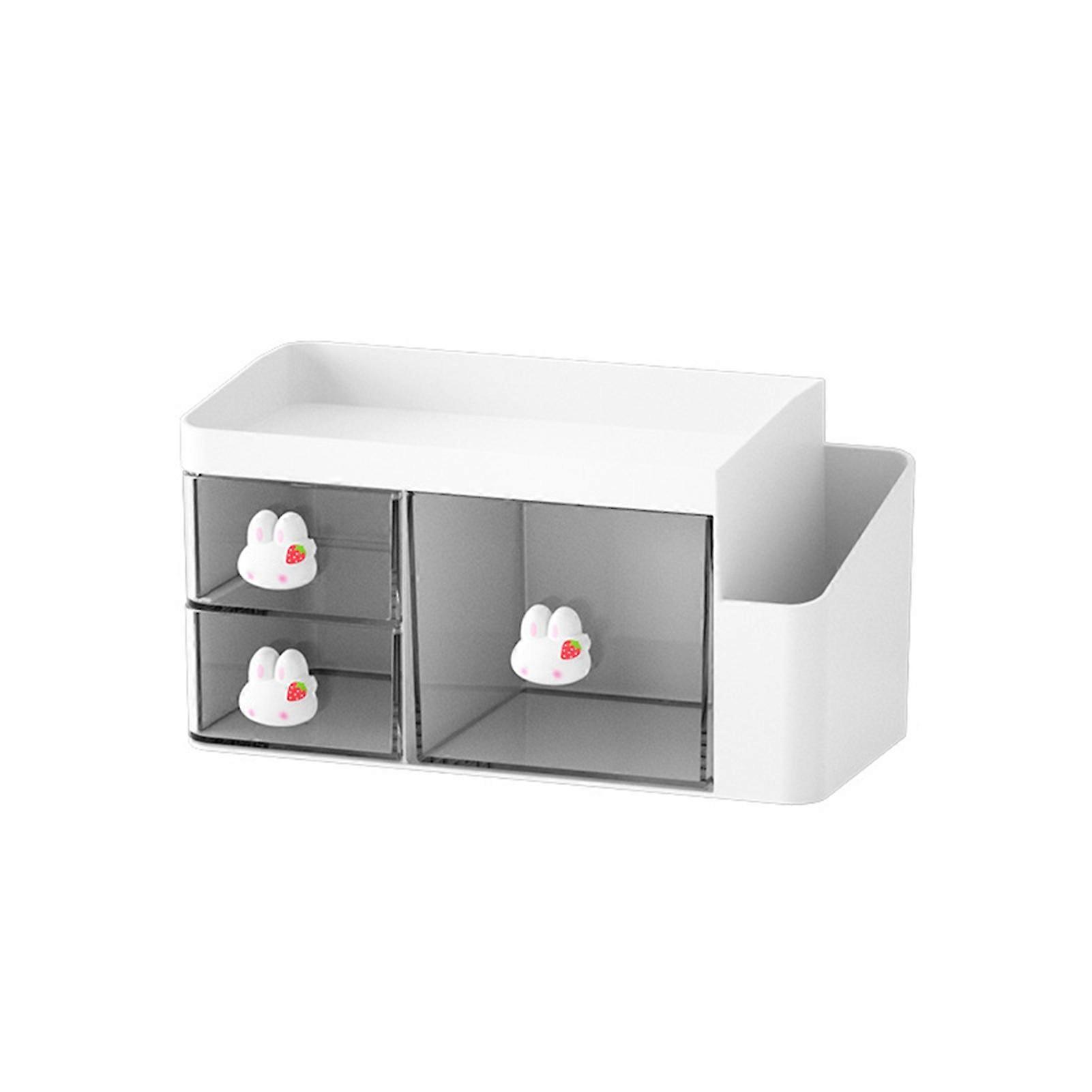 Desktop Storage Box Transparent Large Capacity Smooth Edge Visible Design with Handle Drawer Type Desktop Organizer Box Pen Container Office Supplies