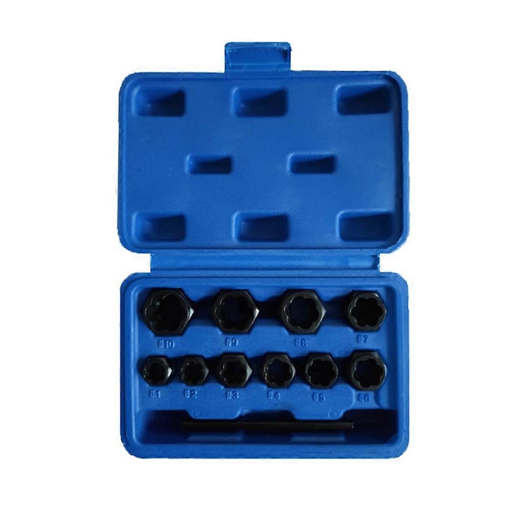 11 PCS Hexagonal Socket Short Type Impact Rusted Damaged Nut Bolt Extractor Remover Tool Set for 3/8 Inch Drive with Storage Box