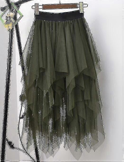 Nouveau 2024 Femmes Tulle Jupe Taille Élastique Maille Long Paragraphe Jupe Robe