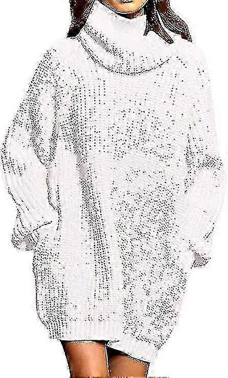 Damen Langarmiges Strickpulloverkleid mit Polokragen