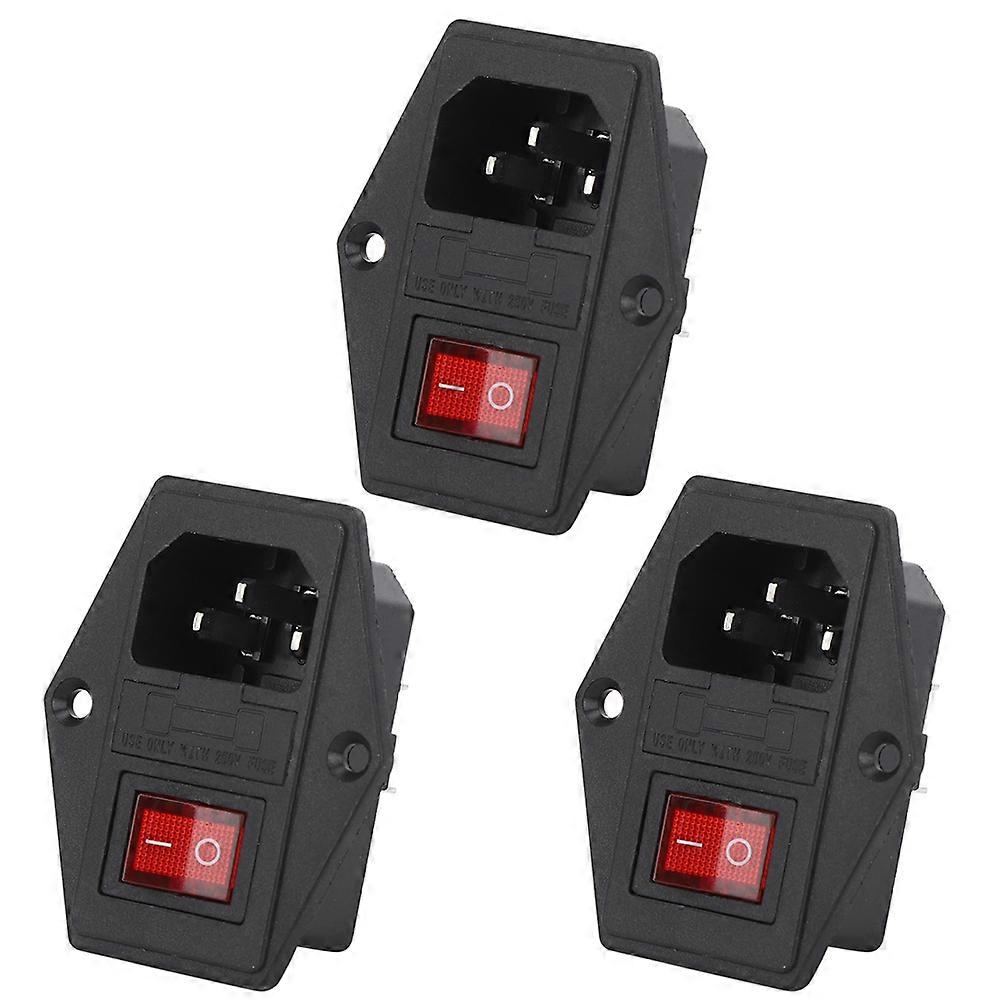 3Pcs AC Power Socket Switch 4 Pin with Light Built In Fuse 3D Printer Accessories
