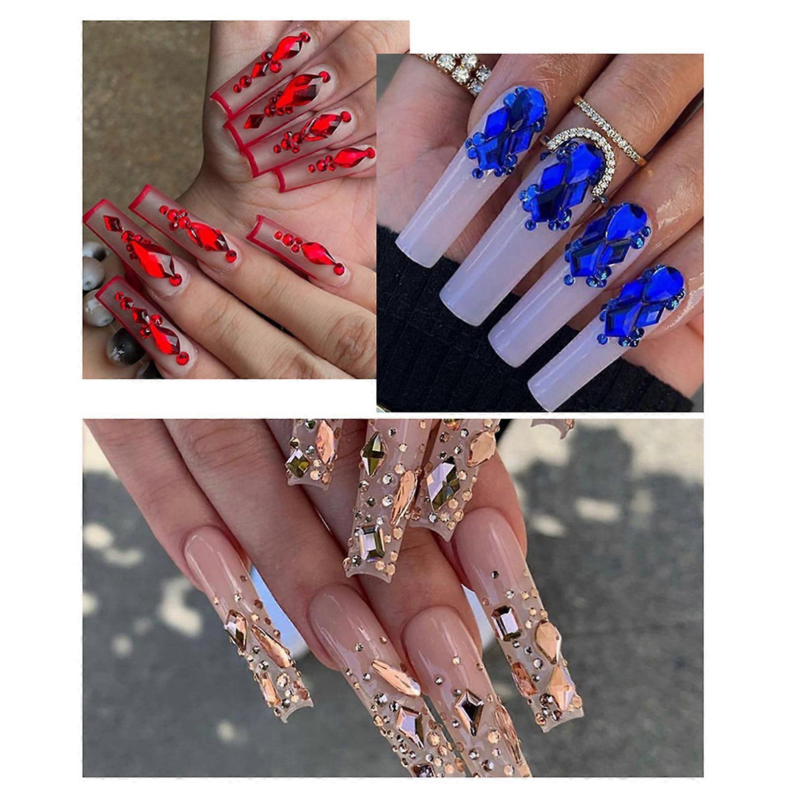 12-grid long box nail diamond decoration flat bottom small diamond special-shaped diamond combination nail jewelry set ZSHZ-207 with tweezers and shor