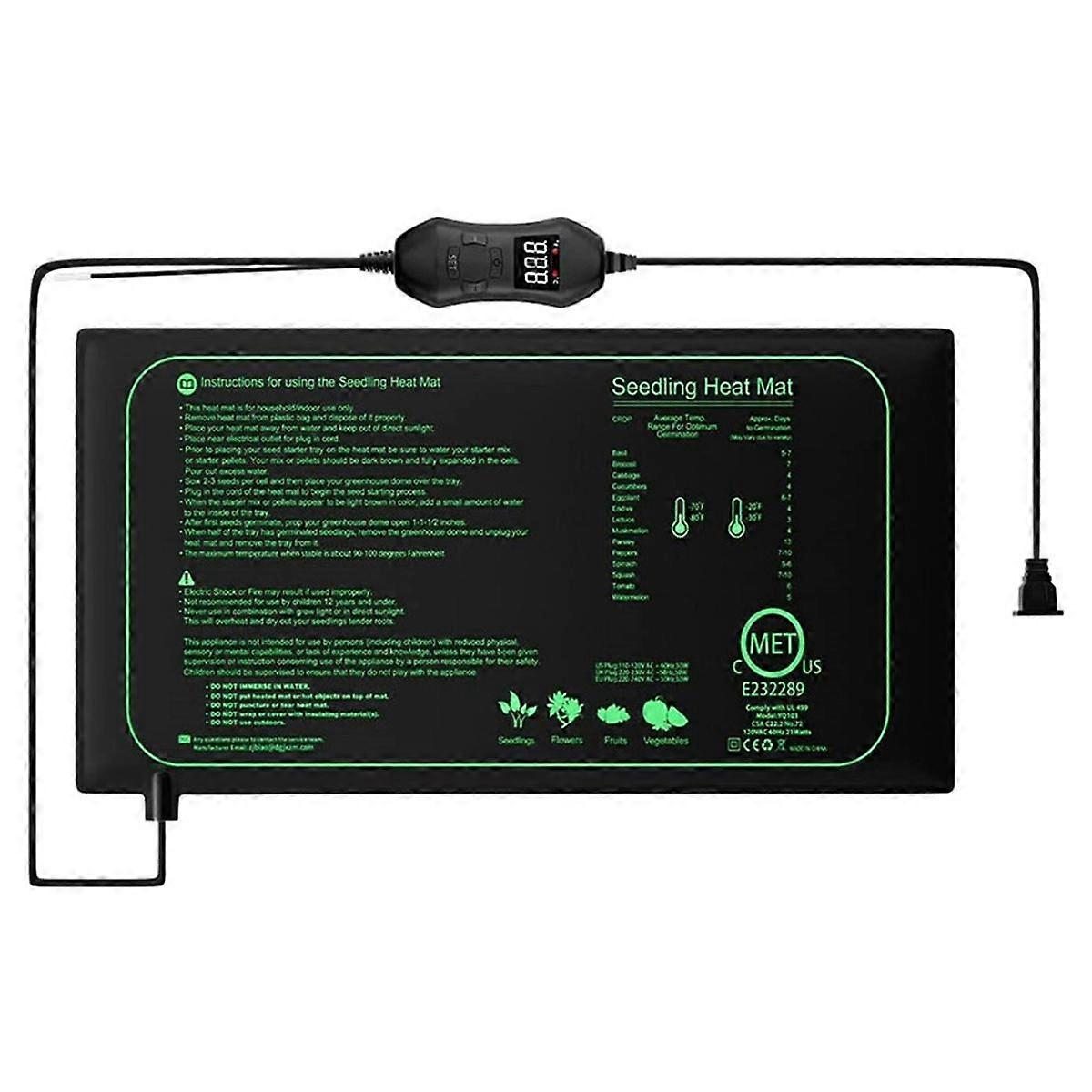 50W Seedling Heat Mat with Thermostat with Temperature Setting From 5 to 42 for Plants Growth,Ger