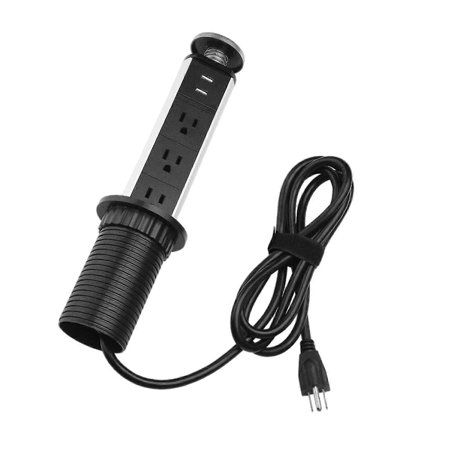Pull up Power Pod Unit 3 Plugs 2 Charge USB Kitchen Table Desktop punch 60mm