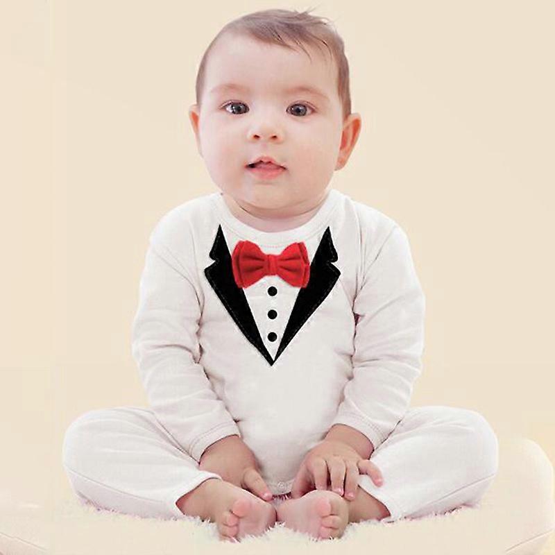 Infant Baby Formal Suit Tuxedo Romper Wedding Party Jumpsuit Clothes