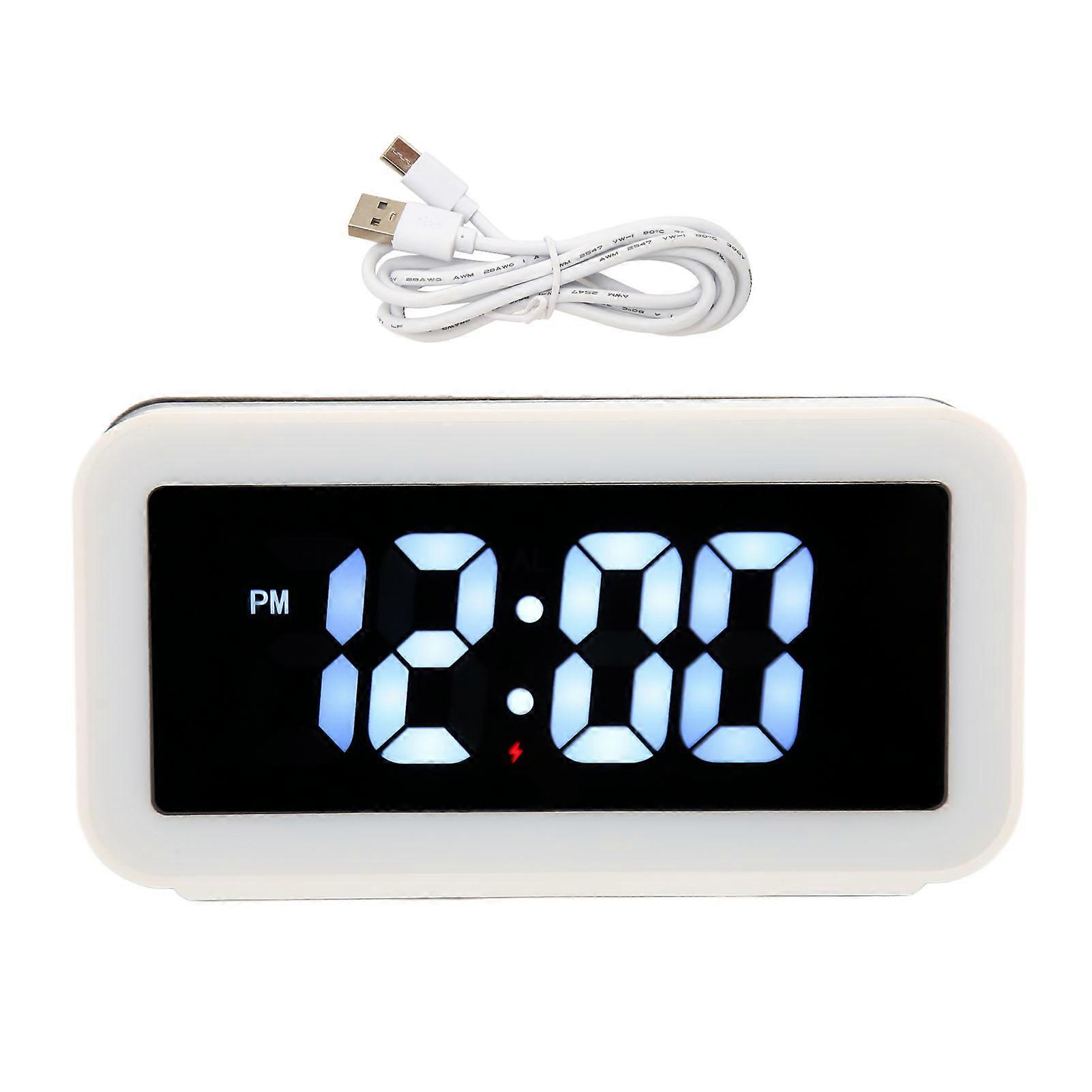3 in 1 Alarm Clock with Wireless Charging and Night Light Multifunctional Foldable Alarm Clock with Temperature Display White