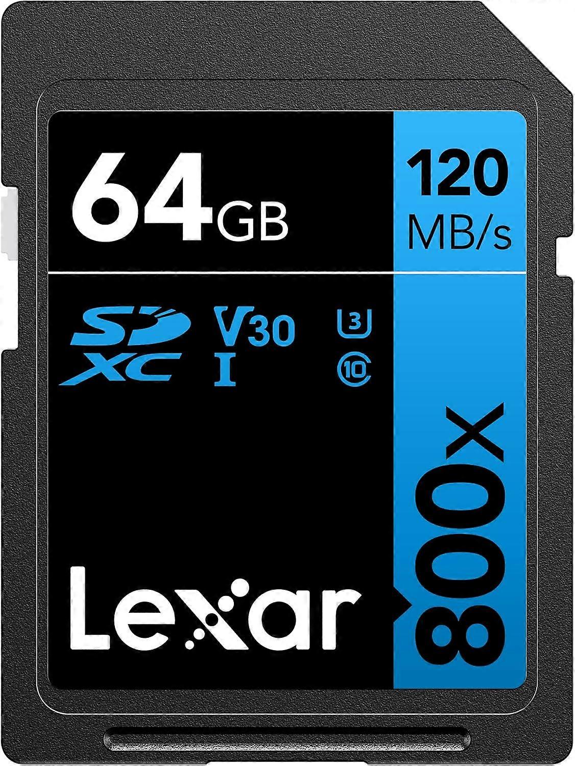 Lexar High-Performance 800x SD Card 64GB, SDXC UHS-I Memory Card BLUE Series, Up to 120MB/s Read, Up to 45MB/s Write