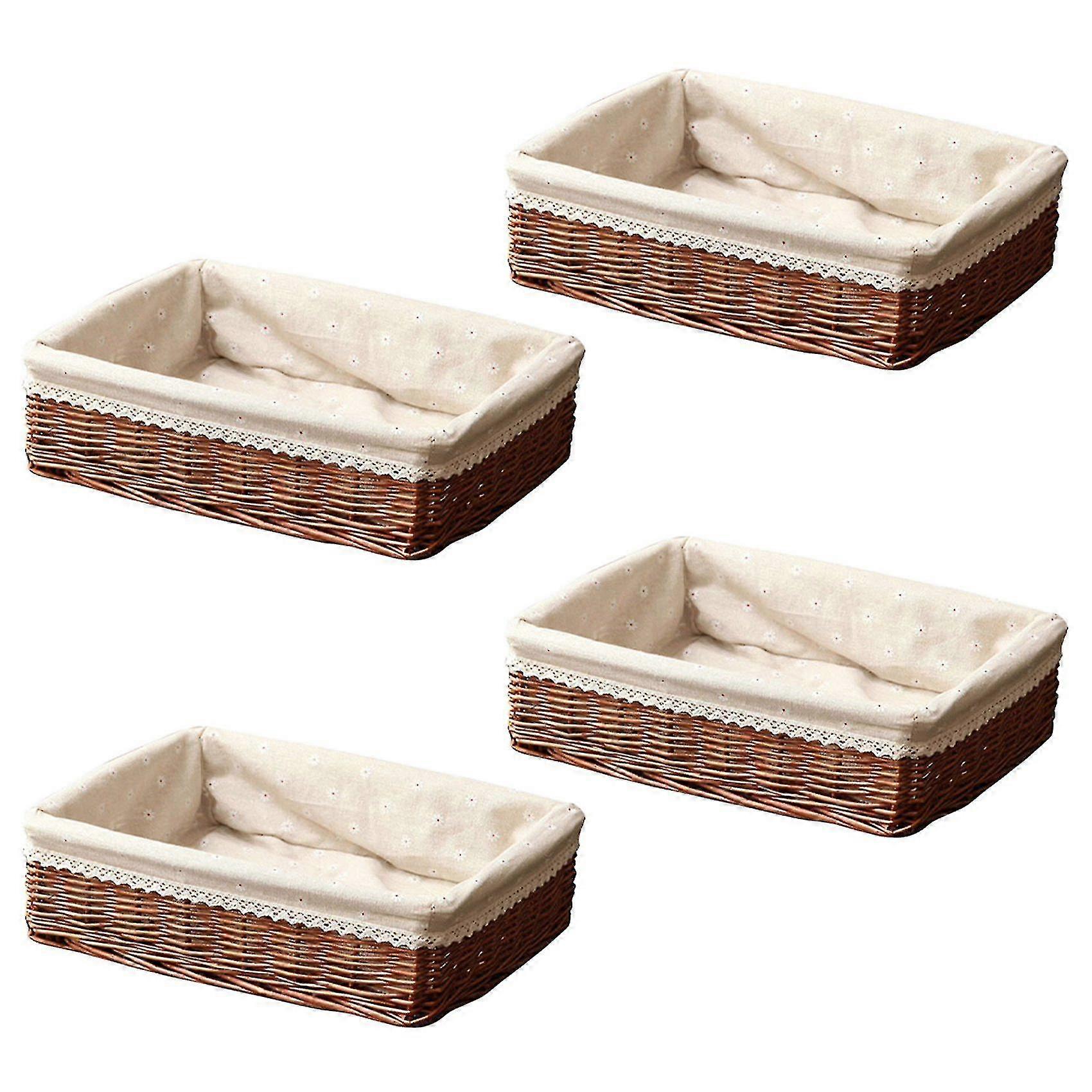4x Håndlaget Wicker Storage Basket Brød Basket Frukt Basket Servering Kurver