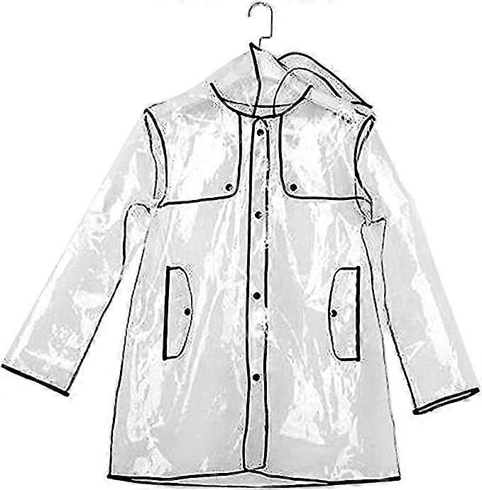 Imperméable court transparent à capuche réutilisable pour femme